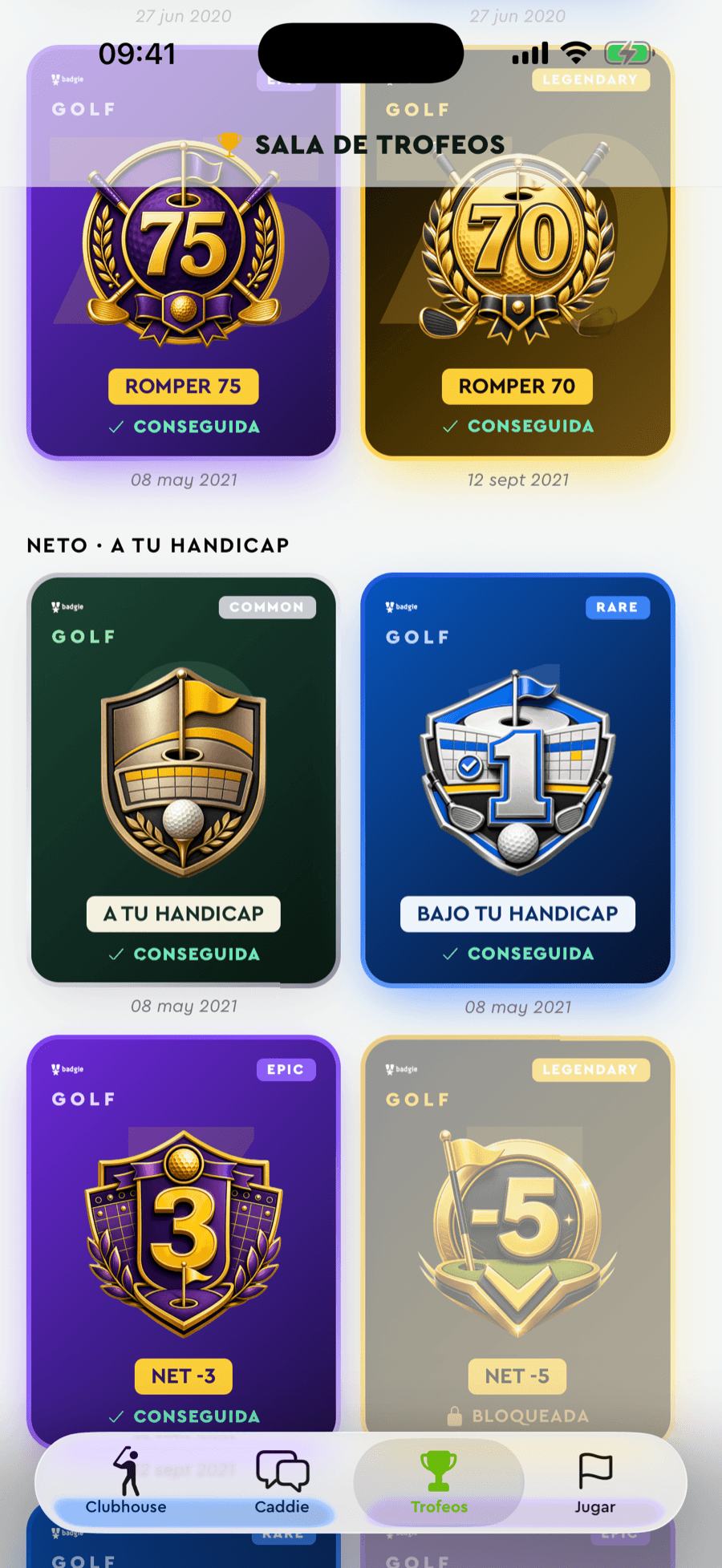Insignias de golf de Badgie con arte por rareza